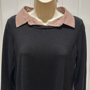 Adrianna Papell women’s medium lightweight, black sweatshirt with polkadots.